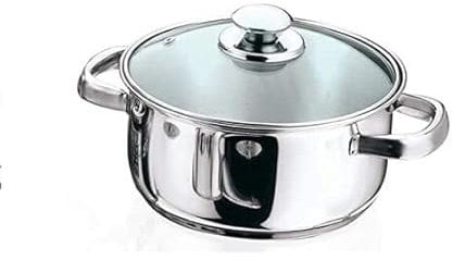 Stainless Steel - Everyday Casserole, Frypan, Sauce, Cooking pots (18 cm Casserole with Glass Lid)