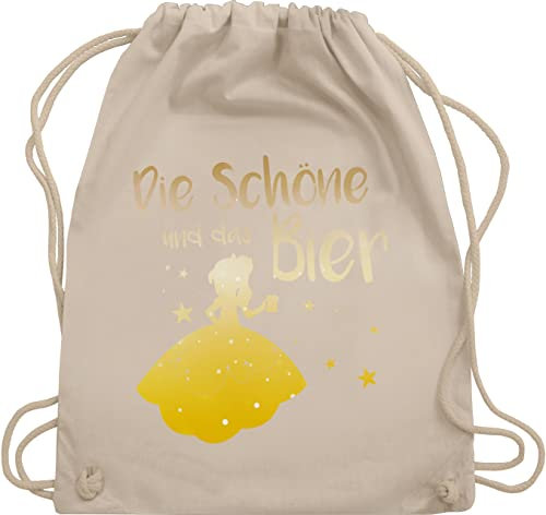 Shirtracer Turnbeutel Rucksack - JGA Junggesellenabschied Frauen - Die Schöne und das Bier - Unisize - Naturweiß - biertasche brauttaschen bachelorette party alki juterucksäcke