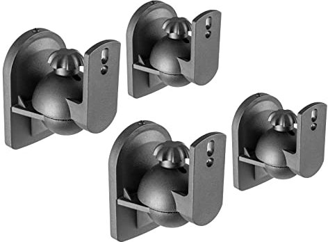 RICOO Lautsprecherwandhalterungen 4-er Set Halterung Lautsprecher Wandhalterung Universale Boxenhalterung LH028-B Wand-Boxen Lautsprecherhalterung Schwenkbar Neigbar Wandhalter Speaker Wall Mount