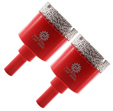 FOCSTOL Punte per Trapano Diamantate - 2 pezzi 35mm Sega a Tazza Diamantata con Gambo Triangolare per Porcellanato Ceramica Granito Marmo Quarzo