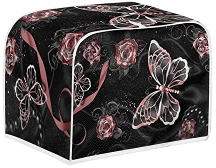 COEQINE Rosa Farfalla Modello Pane Forno Copertura Cucina Leggero Piccolo Elettrodomestico Copertura per Antipolvere Taglia S