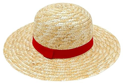 One Piece Luffy Straw Hat,Ruffy Strohhut,Cosplay Sun Hat for Adults,Multifunctional Anime Cartoon Character Sun Protection Straw Hat