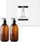 Fam Organic 300ml/10.5oz Amber Brown Glass Soap Dispenser Bottle with Black Plastic Pump - Refillable for Lotion, Shampoo, Conditioner, Body Wash, Hand Wash, Liquid Toiletries - BPA Free (2x 300ml)