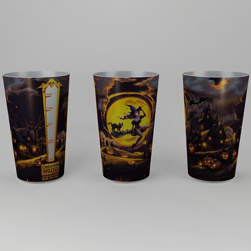 Wiloo - Gobelets Réutilisables 30cl Halloween : événements, ...- Plastique Polypropylène Rigide - Transparent (Halloween Sorcière, 50)