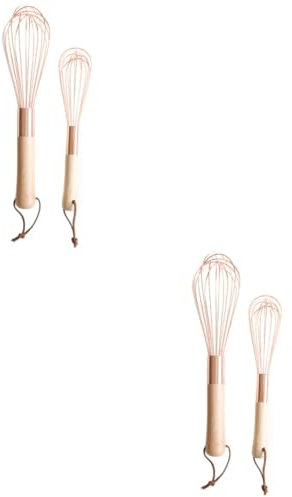 BESTonZON 4 Stück Utensil Zum Rühren Von Eiern Küchenrührer Aus Metall Mehl Schneebesen Mixer Anleitung Zum Schneebesen Rührbesen Schneebesen Ballon Rostfreier Stahl Hefe Rotieren Hölzern