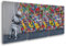 Giallobus - Große Gemälde im XXL-Format - Banksy - Street Art - Kind öffnet den Vorhang - Leinwand - 218x100cm | 3pcs. x 70x100cm - Moderne Gemälde für zu Hause
