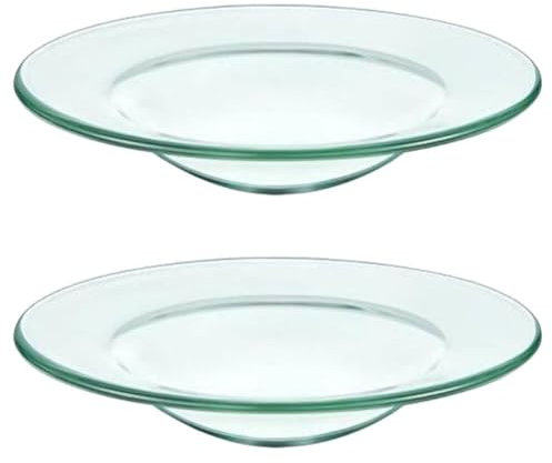 TOVINANNA Piatti per Scaldacera in Vetro Trasparente 2 Pezzi Piastra di Ricambio Resistente al Calore Facile da Adatti per Oli Essenziali Aromaterapia e Sciogliere la Cera