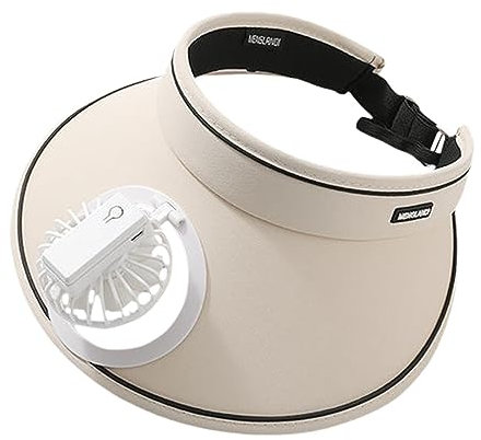 harayaa Sun Hat Built in Fan Sun Visors Hat with Fan Adjustable Large Brim USB Charging Casual Fans Hat Mini Fan Hat for Girls Boys Sport Holiday, White