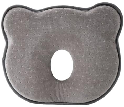 AOOPOO Baby Kopfformkissen, 3D Gedächtnisschaum Säugling Kissen, Neugeborenes Kissen, Baby Flachkopfkissen Verhindert Flachkopf Ideal für 0-12 Monate Neugeborene Kleinkind Kinderwagen Autositz (Grau)