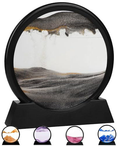 Sablier Decoratif, Sablier 3D, Sablier Liquide, Sablier Magique, Peinture de Sable, Cadeaux Sablier Deko Aesthetic pour Bureau Salon Bureau Adultes Enfants (Noir et Blanc 7)