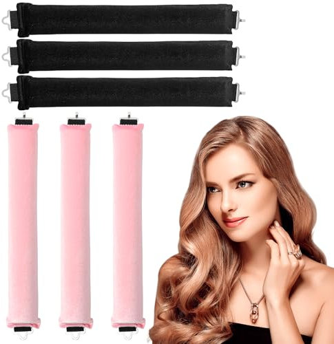 Sporgo 6 Stück Hitzefreier Lockenwickler: Locken Ohne Hitze mit Haken Lockenwickler Über Nacht, Heatless Curls Band Hitzefreier Lockenstab Overnight Blowout Lockenband für Alle Haartypen