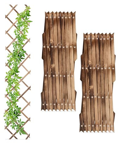 Relaxdays 3 Guías Plantas Trepadoras, Extensibles, Enrejado Enredaderas 180cm, Jardín, Balcón, Terraza, Madera, Marrón