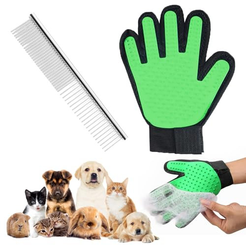 KARELLS Haustier Handschuh Bürste, Katzenhandschuh, Katzen Handschuhe Fellpflege, Fellpflege Handschuh, Haustier Handschuh Für Kurzhaar Und Langhaar, Milde Pelzpflegehandschuhe