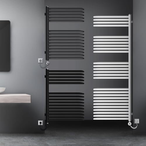 LuxeBath Radiateur Électrique Anthracite 500x1600 mm + Résistance 900W et Thermostat Affichage Digital, Porte-Serviette Mural pour la Salle de Bain avec Thermoplongeur Élément Chauffant en Acier