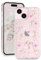 L-FADNUT for iPhone 15 Case, Cute Real Dried Flowers with Sparkle Glitter Design, Clear Shockproof Handmade Pressed Floral Phone Case Silicone Bumper Protective Cover for Women Girls Pink