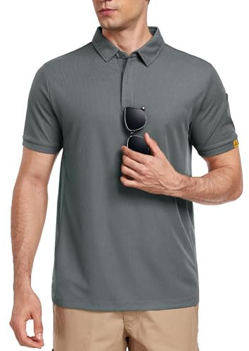 Csqtongan Herren Kurzarm Poloshirts Atmungsaktiv Golf Poloshirt Herren Sport Polo Shirt T-Shirt für Outdoor-Aktivitäten, Grau S