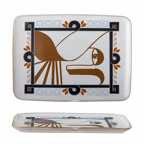 Bloomingville Rudaur Servierplatte aus Stoneware, blau – 37,5×27 cm, modernes Design, spülmaschinenfest – 82062452