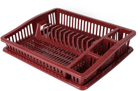 Urban Living Sonoma Geschirrkorb mit Tablett, Farbe Ruby Wine, 46 x 37 x 9,5 cm