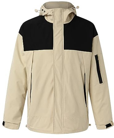 SRZYMJ Windjacke Herren Leicht Fahrrad Steppweste Herren Mit Kapuze Fahrrad Regenbekleidung Motorrad Regenjacke Regenmantel Steppweste Herren Mit Kapuze Beige Stoffjacke M
