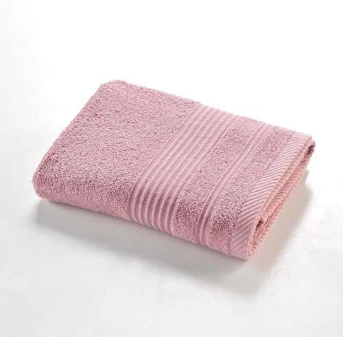 Promo Linge Serviette de Toilette 50x90 cm en Éponge - 100% Coton - Douce et Absorbante - Label Oeko-Tex - Plusieurs Couleurs Disponibles (Rose)