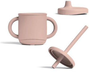 Mamas & Papas Melba - Tazza in silicone 4 in 1 per lo svezzamento dei bambini, facile da impugnare, con manici, in silicone per uso alimentare, senza BPA, coperchio a prova di perdite, per bambini dai