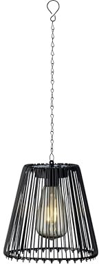 Lumineo Solar Gartenleuchte 17x18cm Metall - LED Hängelampe Solarleuchte für Garten Balkon - Hängeleuchte Außenleuchte - Solarlampen für Außen hängend als Gartendeko Balkondeko - Schwarz Warmweiß