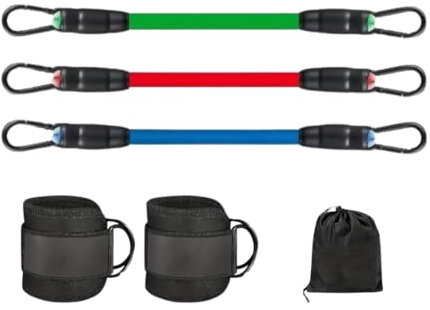 KiwiPower Knöchel-Widerstandsbänder, 5 Stück Set – Bein- und Po-Training, Fitnessbänder für Frauen & Männer, Ideal für Kickbacks, Gluteus-Übungen & Home-Gym