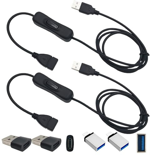 CESFONJER Cavo USB 1M con Interruttore - Doppio USB-C, Caricabatteria e Trasferimento Dati (2 Pezzi) - Compatibile con PC, Telefono e Dispositivi USB-C