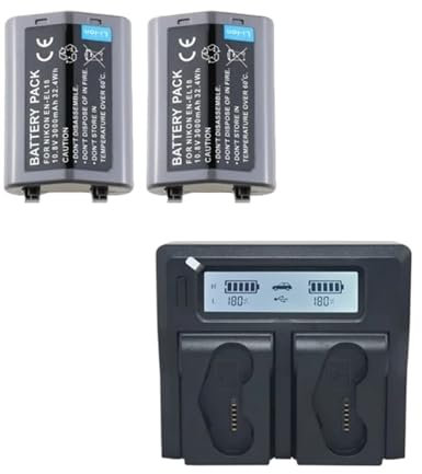 Batterie Au Lithium EN-EL18a EN-EL18 Batterie + Chargeur De Charge Rapide, Compatible for Nikon en EL18a en EL18 D850 D800 D800E D4 D4S D5 D6(1Charger 2battery)