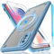 for iPhone X/Xs Case, Translucent Matte Back Compatible with Magsafe Magnetic Slim Shockproof Protective Case with Lanyard Strap and 2*9H Tempered Glass Screen Protector Phone Cover 5.8-inch-Blue