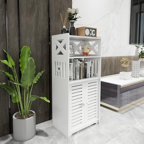 Petit Meuble de Rangement pour Toilettes, Support pour Papiers Toilettes, Colonne, Armoire de Salle de Bain, Placard, Étagère Réglable,-75 * 22 * 36cm-Blanc