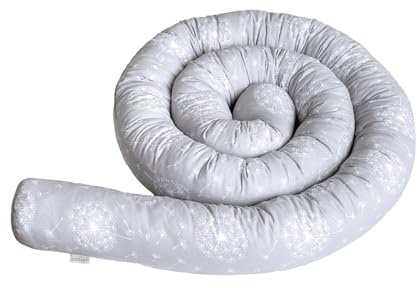 LOOLAY Stilvoller Zugluftstopper – Rolle aus Bio-Baumwolle – Handgefertigtes Deko-Kissen (PastelBlumeGrau 200 cm)