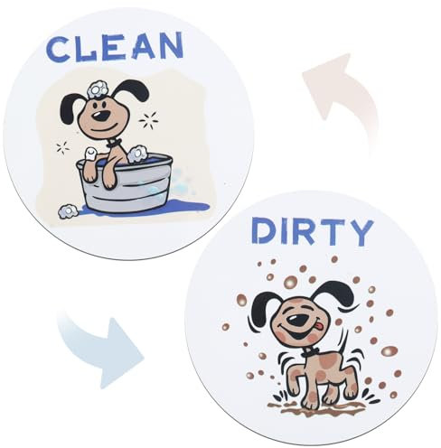 Gosknor Dishwasher Clean Dirty Magnet Sign, Funny Dog Reversible Double-Sided Flip Clean Dirty Indicator Magnet with Adhesive Metal Plate for Kitchen Refrigerator Laundry Room Accessories