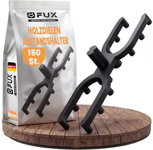 FUX Abstandhalter Terrassendielen 150 Stück für 4mm Fuge - Distanzhalter | Verlängert die Lebensdauer der Terrasse, Gleichmäßiges 4mm Fugenbild, Witterungsbeständig & Robust