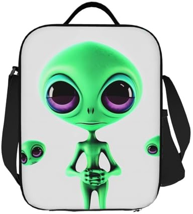 LKVNSWERT Lonchera aislada para mujeres y hombres, lonchera verde alienígena a prueba de fugas, contenedor de almuerzo para el trabajo, viajes al aire libre