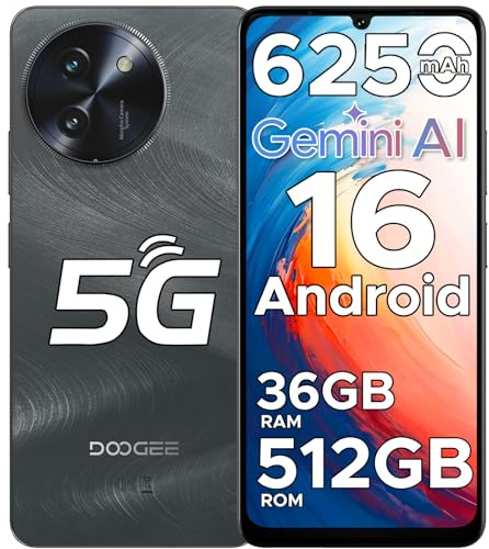 DOOGEE Note59 Pro+ 5G Smartphone Android 16,Smartphone 36Go RAM (12+24) + 512Go, 6.75 HD+ 120Hz &6250mAh,UNISOC T8200 Telephone Portable, Caméra 50MP 4K,Face + Finger ID/NFC/Widevine L1/OTG,Noir