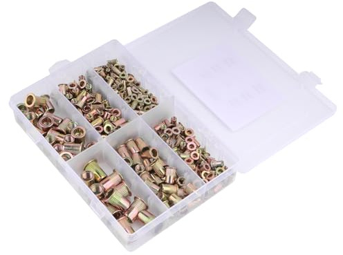 280 Stück Nietmuttern M3 M4 M5 M6 M8 M10, Nietmuttern Set, Blindnietmuttern Sortiment, Farbe Zink Einnietmuttern Gewindehülse Einziehmuttern Sortiment, Gewindenieten für Bleche Elektrogeräte