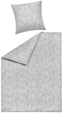 Casa Nova Satin-Bettwäsche - 135 x 200 cm - Weiß - Grau - Baumwolle - mit Reißverschluss