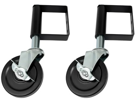 2er Federbelastete Torrollen 100mm mit Bremse, Tor Räder Torlaufrolle mit 360° drehbar, bis 100 kg belastbar, für schwere Hoftore, Gartentore – Torrollen für Tore außen (Schwarz)