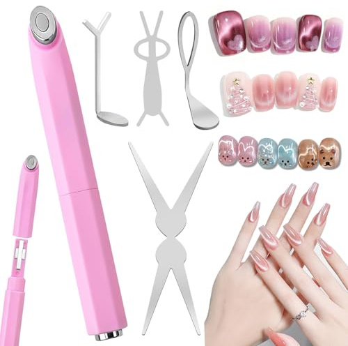 Neuer pinkfarbener 3-in-1-Ringmagnet mit Katzenaugenmotiv, Katzenaugenmagnet für Nägel, Magnetwerkzeug, einfach zu verwenden für Anfänger und Nageldesigner, verschiedene kreative Magnet für Nägel