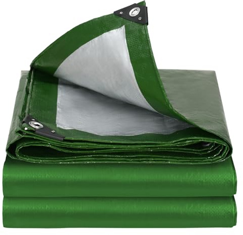 Velway Bâche de Protection 100 g/m² - 4x5 m Bâche avec Oeillets Inoxydable PE Tarpaulin étanche Revêtement Imperméable Portable pour Jardin, Voitures, Piscines, Bateaux, Camping - Vert