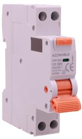 Disjoncteur magnétothermique différentiel type A-SI, courbe C 25 A, RCBO super immunisé, 1P+N 6 kA 30 mA 220 V, fin à 1 module DIN, série GYR10N