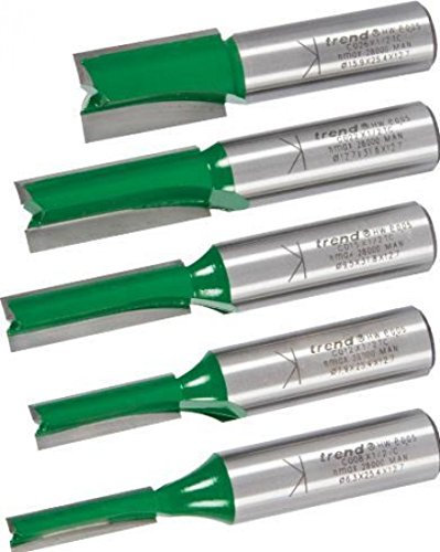 Trend CraftPro 5 Piece Mortise and Tenon Router Bit Starter Set, Imperial, 1/2-Inch Shank, Tungsten Carbide Tipped, Storage Case Included, SET/MT1X1/2TC