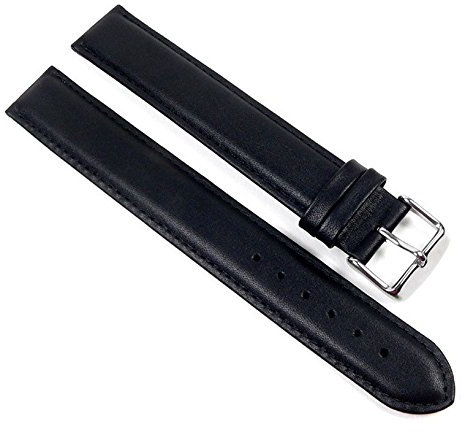 Herzog Beach Extralang XXXL bis ca. 240 mm Uhrenarmband Kalbsleder schwarz 20452S, Stegbreite:14mm