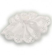 MaMeMi Kerzen-Tropfschutz * Satinlook, weiß, mit Rose * 10 cm