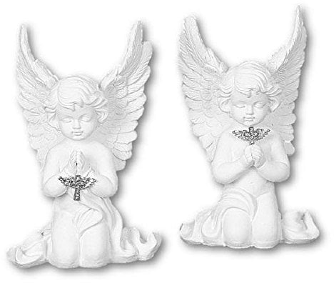 Geschenkestadl Engel Figur kniend mit Kreuz ca. 17,5 cm Schutzengel Hochzeit Taufe