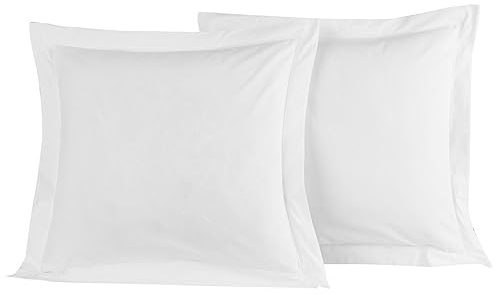 Sensei Maison - Lot 2 taies d'oreiller - 100% Percale de Coton 80 Fils/cm² - Traitement Easy Care - Taille : 65x65 cm - Blanc