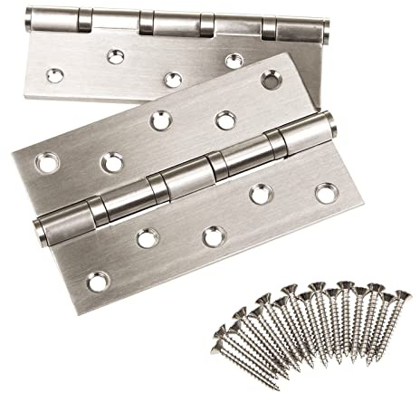 SOTECH 6 Stück Türband 127 x 76 x 2,5 mm Aufschraubband Edelstahl rostfrei | kugelgelagert mit Edelstahlschrauben | für Außenbereich geeignet | Tragkraft 75 kg