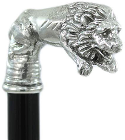 Personalisierter Gehstock aus Holz mit Löwenmotiv für Männer und Frauen, schwarzer Bräutigam, Zeremonie | Luxuriöser Vintage-Gehstock für ältere Damen, hergestellt in Italien | Cavagnini Kunsthandwerk