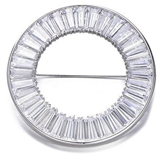 Ouran Broche ronde pour femme, broche en cuivre avec strass éblouissant pour mariée, broche vintage en cristal pour filles, broche pour mariage, fête (petite taille en cuivre plaqué argent)